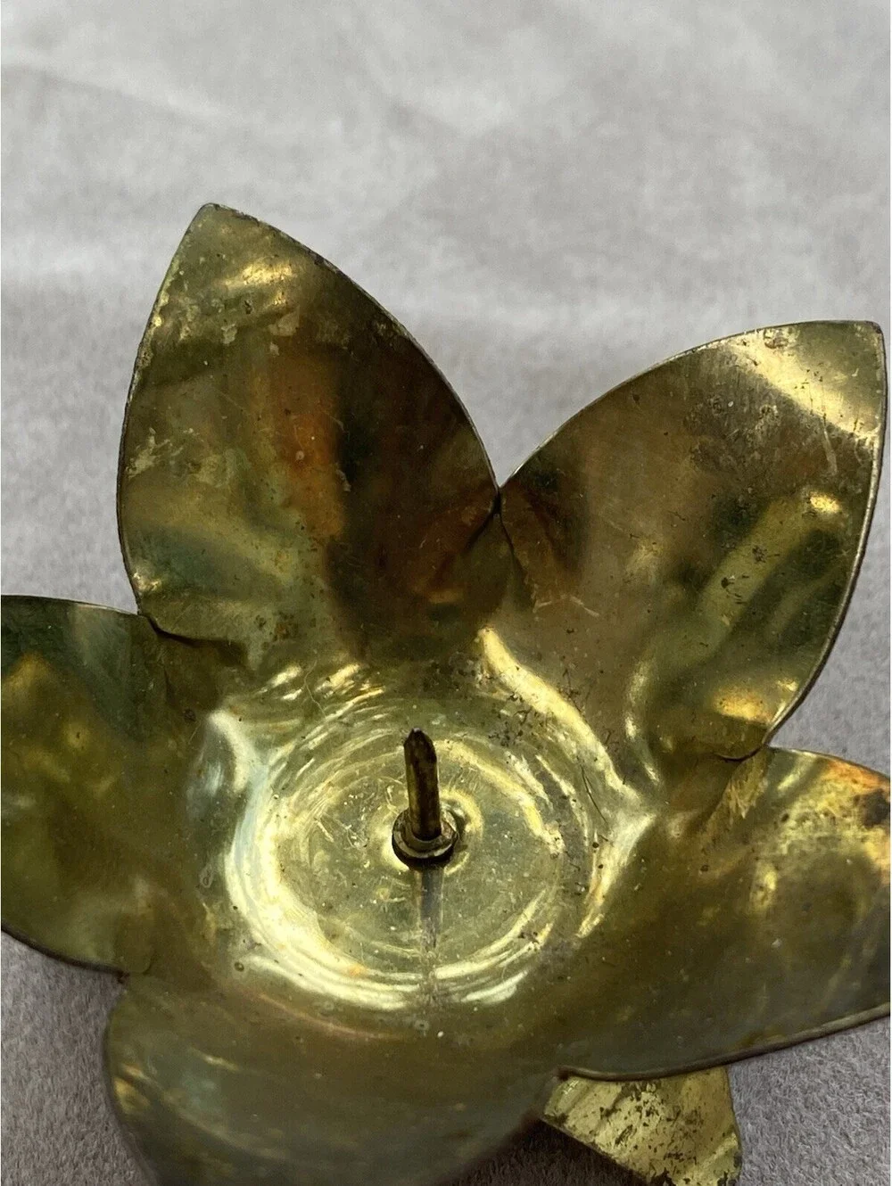 Vintage Solid Brass Flower Tea Light Candle Holder Votive 2